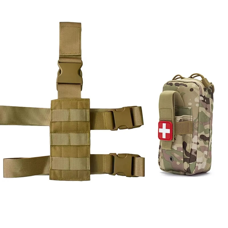 Tactical MOLLE Drop Leg Rig Platform Medical Pouch EMT Emergency IFAK First Aid Kit Bag Outdoor EDC Utility Tool Storage