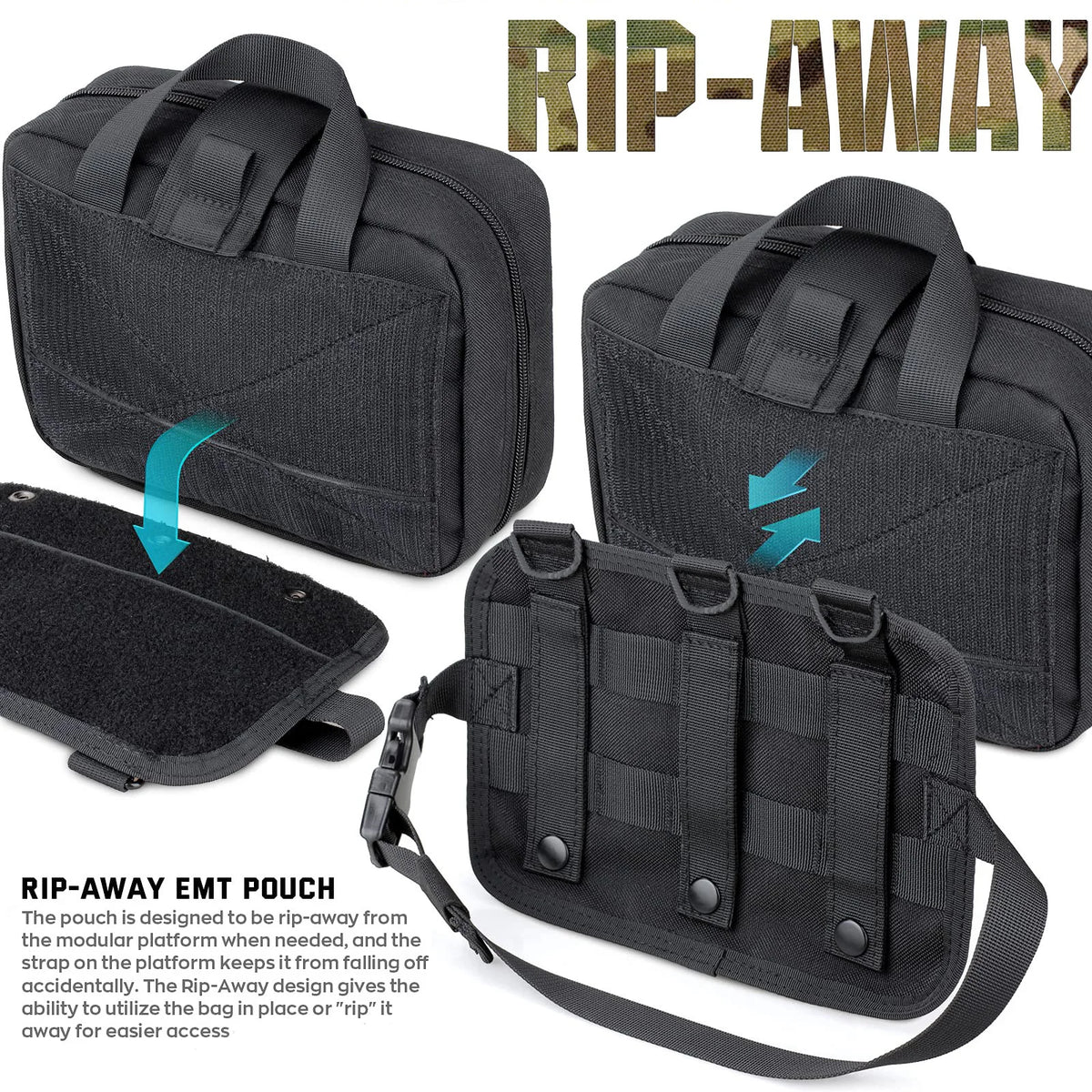 1000D Tactical Molle Medical Pouch Large Capacity IFAK Pouch with Detachable Quick Release And Headrest Mount for Outdoor Eme