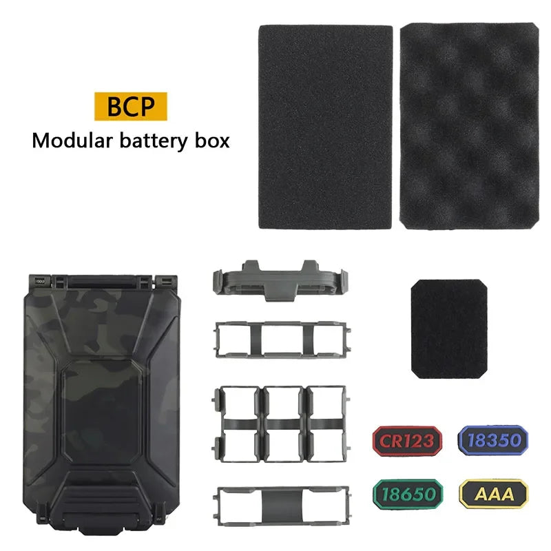 Tactical Outdoor Battery Storage Box Modular Molle Hunting Vest Carry 18650 AAA CR123A 18350 Battery Holder Case Accessories