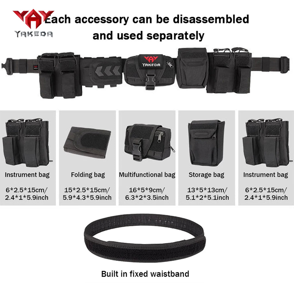 YAKEDA modular waistband with multiple attached straps, quick release buckle, detachable, and reconstituted fabric, durable