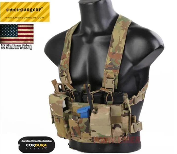 EMERSONG D3CRM Tactical Chest Rig X-Harness Kit with Back Chest Strap - Functional Paintball Combat Army Harness