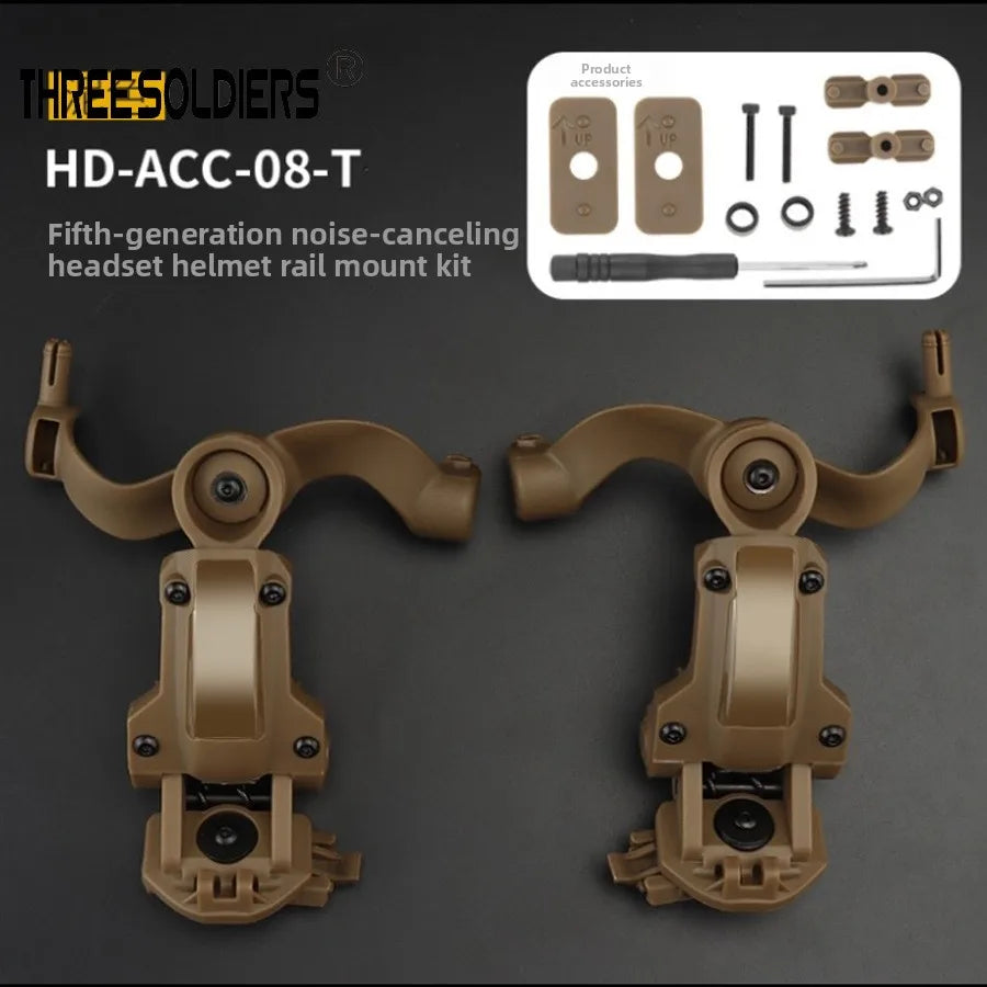 Sound Pickup Tactical Headset Helmet Rail Mounting Arm Set Accessories, Rotatable and Foldable Headset Storage