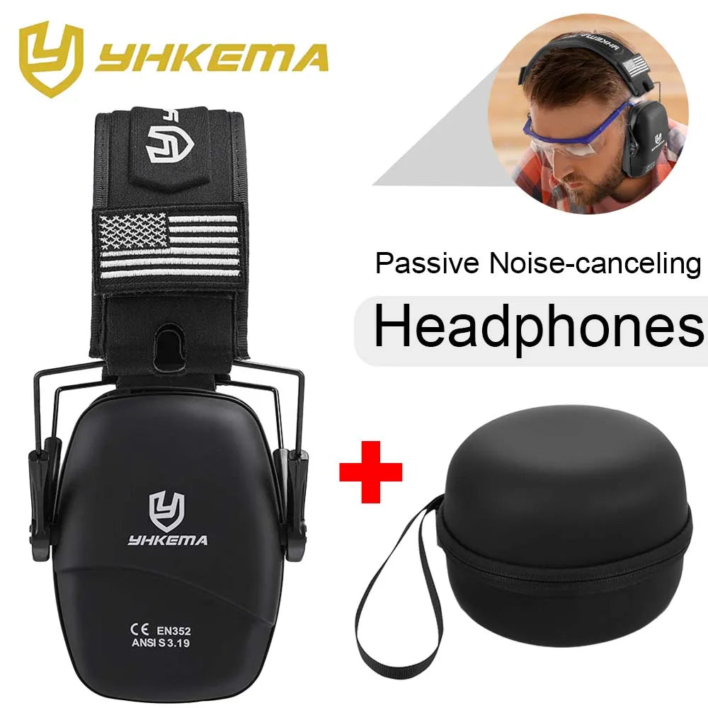 YHKEMA Passive Earmuffs Protect Hearing Safety NRR 25DB Noise Reduction and Sound Insulation Headphones With Case