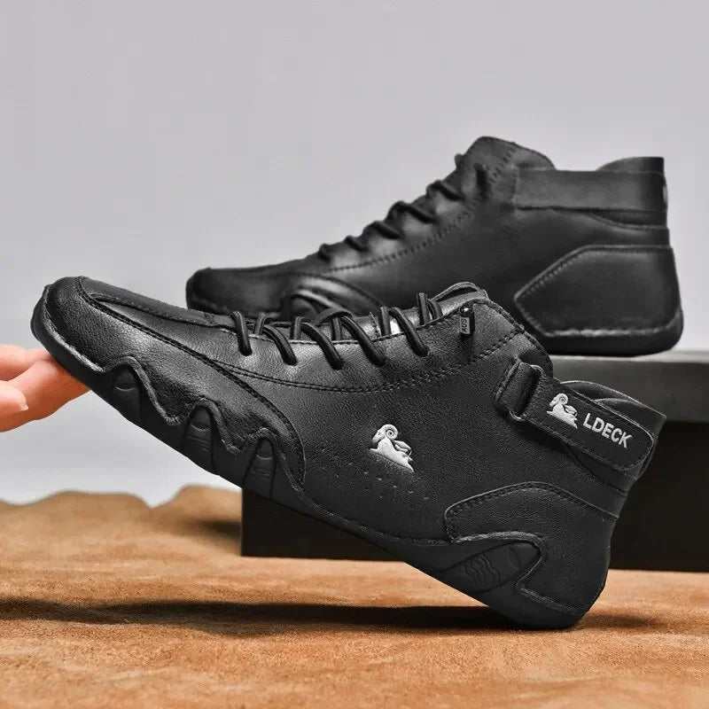 Fashion Men Shoes Brand Men's Boots Breathable Leather Men Ankle Boots Handmade Motorcycle Boots Outdoor Men's Sneakers