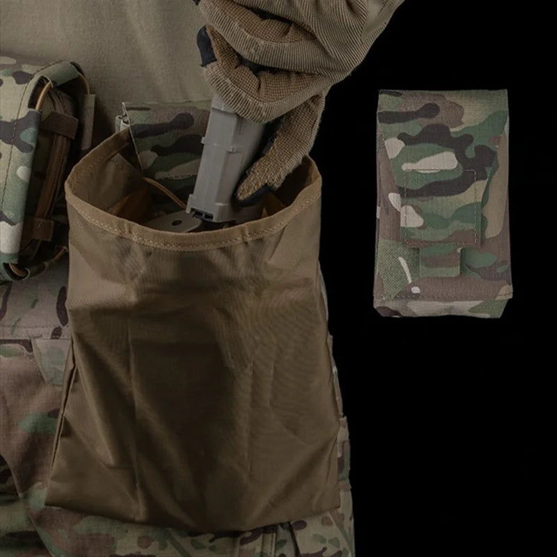 Collapsible Quick Access Camo Utility Pouch MOLLE Panel Magazine Dump Bag Reinforced Fabric Outdoor Gear