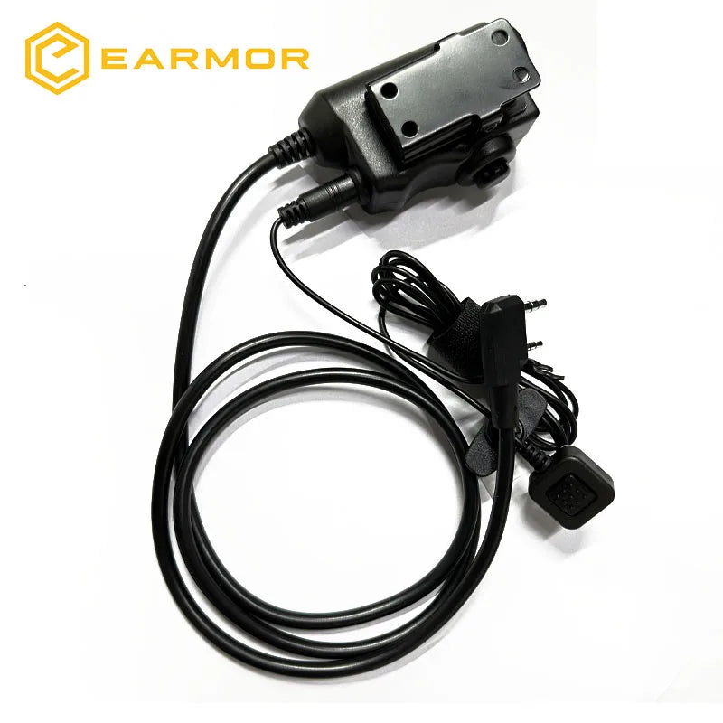 EARMOR Tactical PTT Tactical Headset Button activated push-to-talk PTT adapter M52 and KENWOOD radio interface