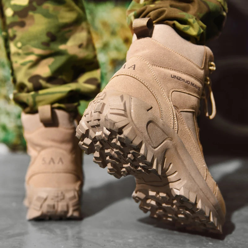 New men's hiking boots, breathable special forces desert tactical high top boots, outdoor waterproof combat boots, warm snow boo