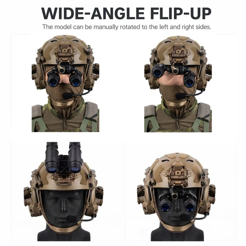 Tactical FAST Helmet Set with NVG Model Headset & Signal Light Adjustable Airsoft Military Gear for Cosplay Shooting Hunting