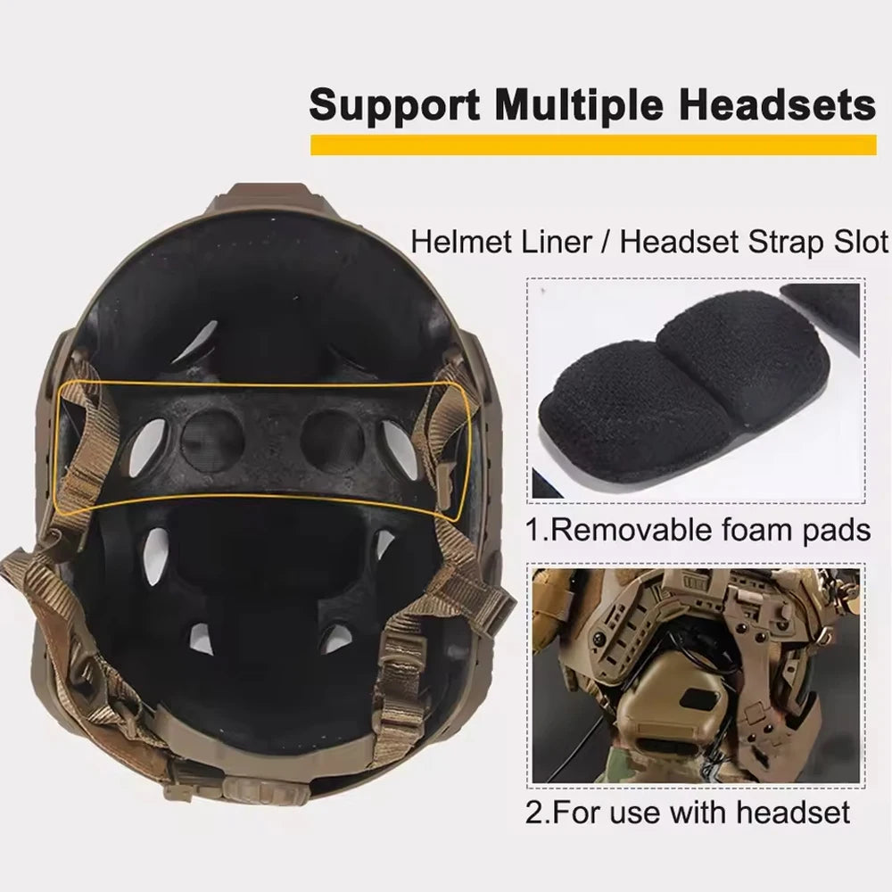 Tactical Airsoft Helmet Set Full Face Protective Equip With Earphones Signal Light NVG Model Battery Pouch for CS Field Game