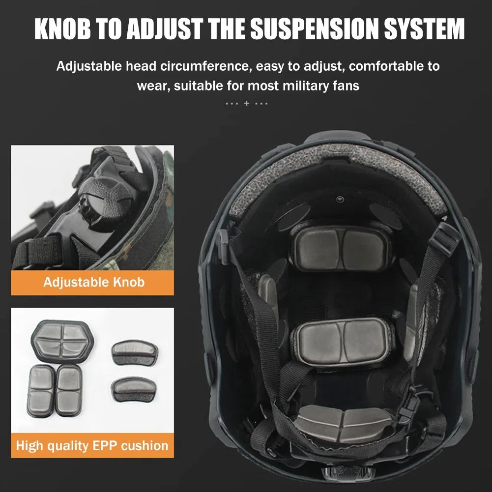 Tactical Airsoft Helmet Set with FAST PJ Helmet & Helmet Cover Headset Flashlight Goggles for Cs Airsoft Huntying Shooting Game