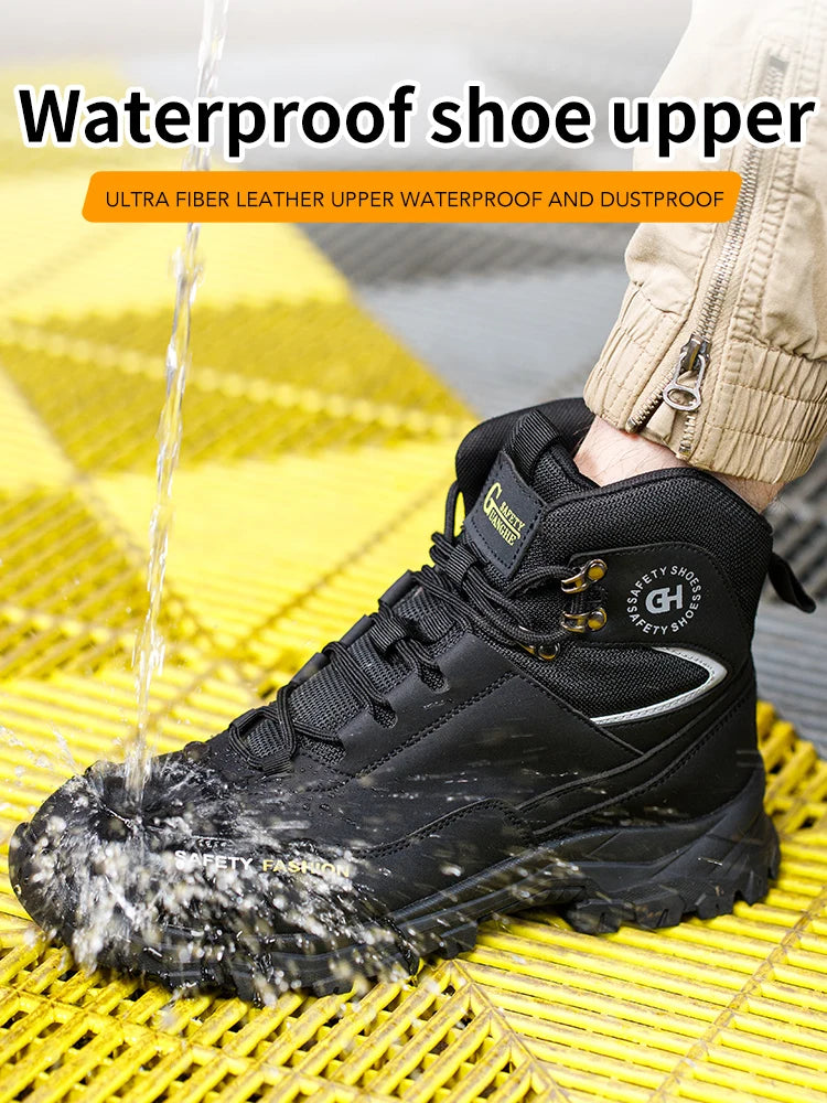 Men Work Safety Boots Waterproof Anti-smash Anti Puncture Work Shoes Indestructible Non-slip Protective Men Safety Shoes