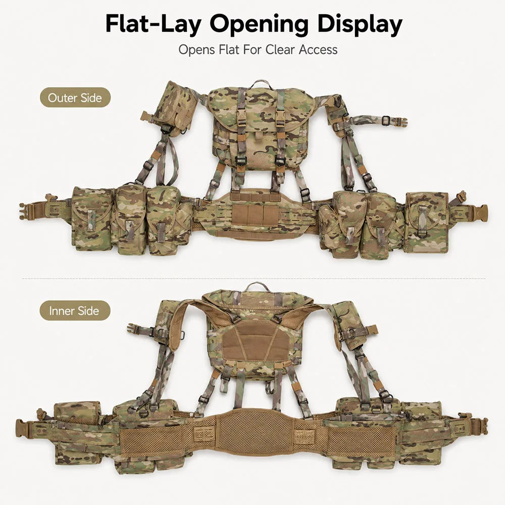 Adjustable Tactical Vest Modular Load-Bearing Harness with Utility Pouches for Airsoft Hunting Outdoor Field Training Equipment