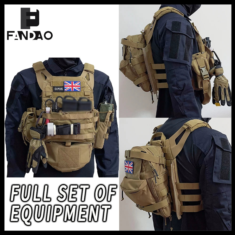 Full Set of Tactical Vest JPC Complete Set Airsoft Quick Release Combat Vest with Magazine Pouch for Outdoor CS Wargame Cosplay