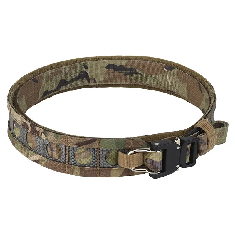 Bison Belt 2 Layer Lightweight Low Profile MOLLE Waist Belt with Alloy Quick Release Buckle Ferro Style for Hunting Outdoor
