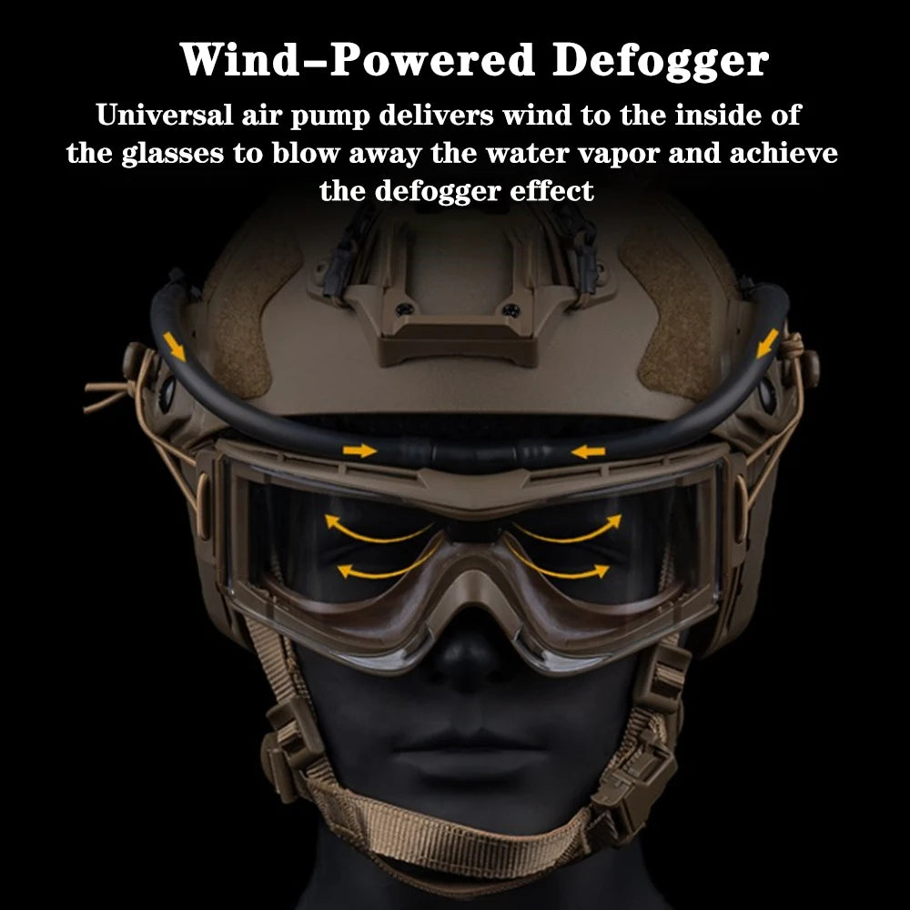 Goggles Fan Anti-Fog Kit Eyewear Electric Defogger Charging Adjust Wind Speed/Suitable for Tactical,Skiing,Work Clear Vision