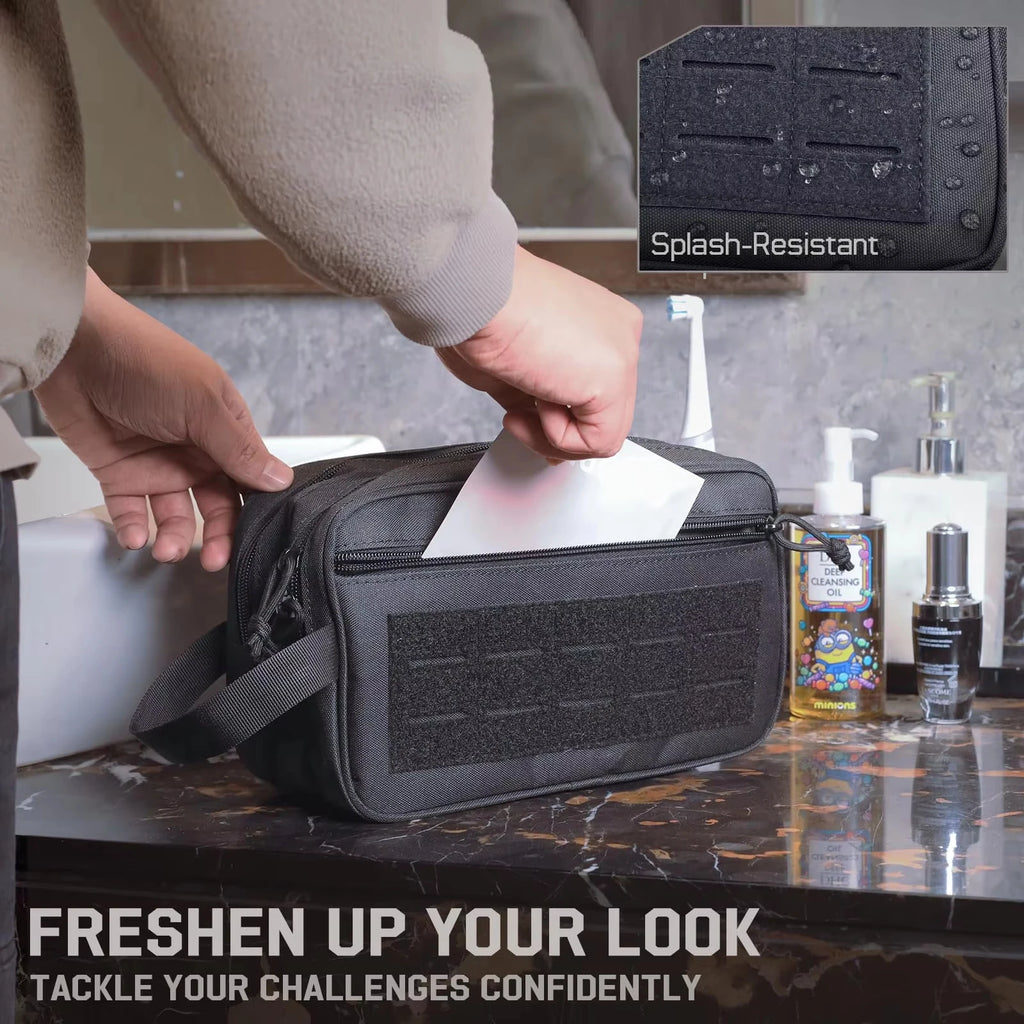 Men's Multifunctional Tactical Toiletry Bag Portable Travel Hygiene Shower EDC Utility Soft Pouch Waterproof Shaving Kit Organis
