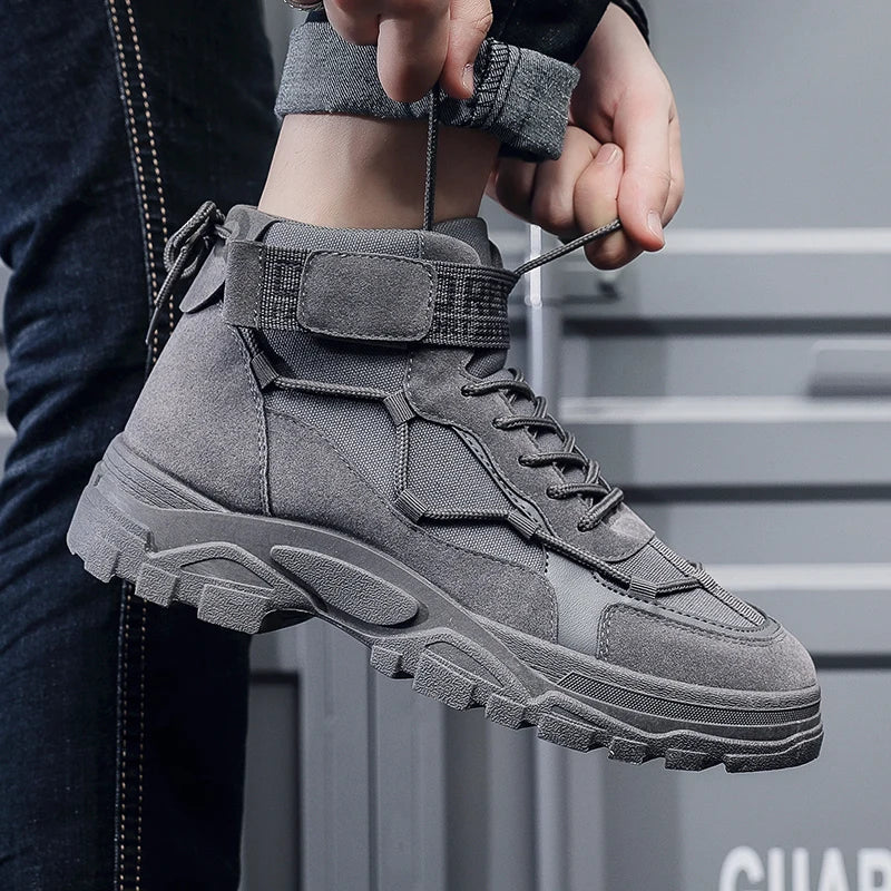 Men's Casual Leather Boots Four Seasons Outdoor Hiking Boots Fashion Retro Work Boots Thick Bottom Ankle Boots Anti-slip 2024