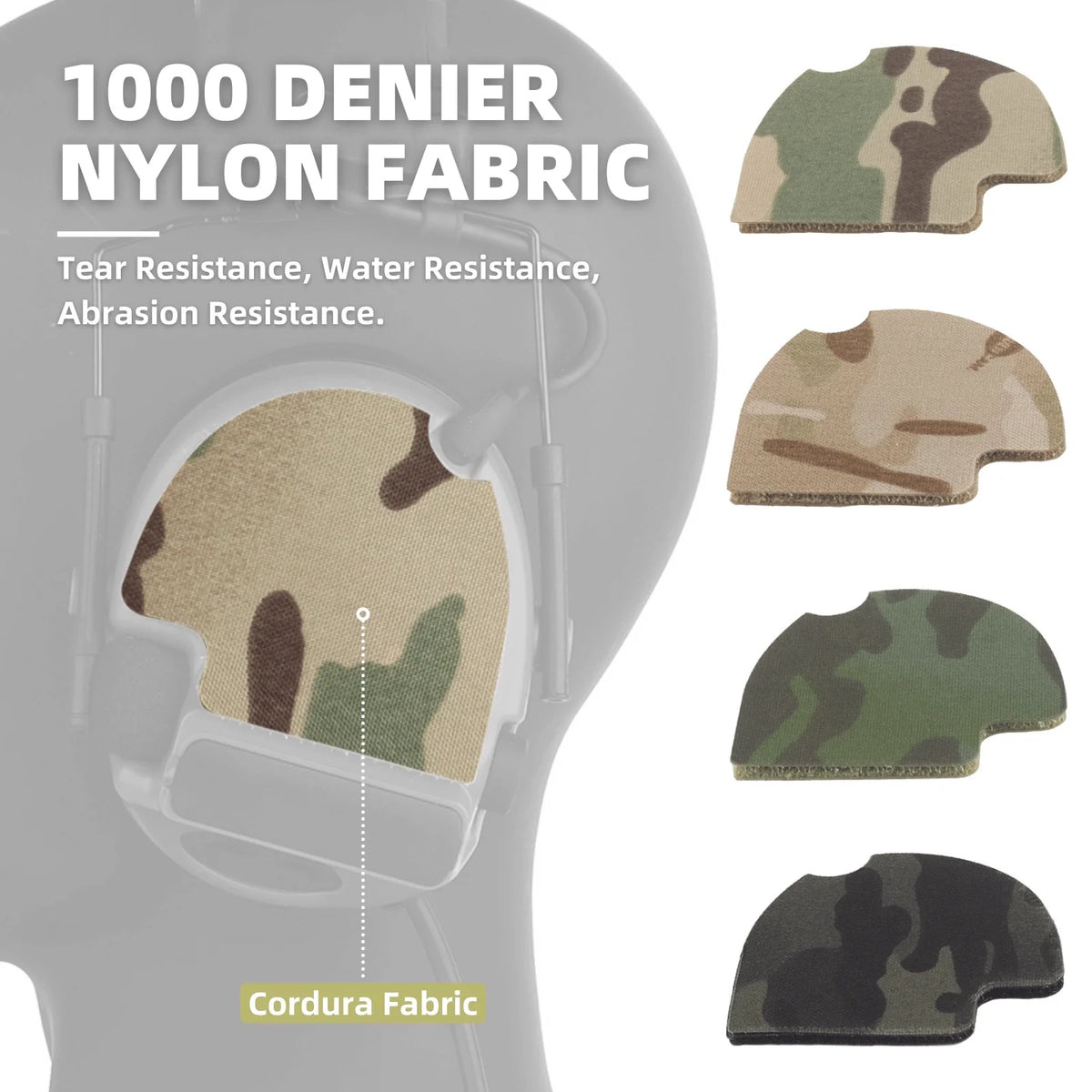 Headset Hook and Loop Fastener Compatible with Peltor ComTac(II/III/V/VI) for Versatile Attachment, Cable Storage and Camouflage