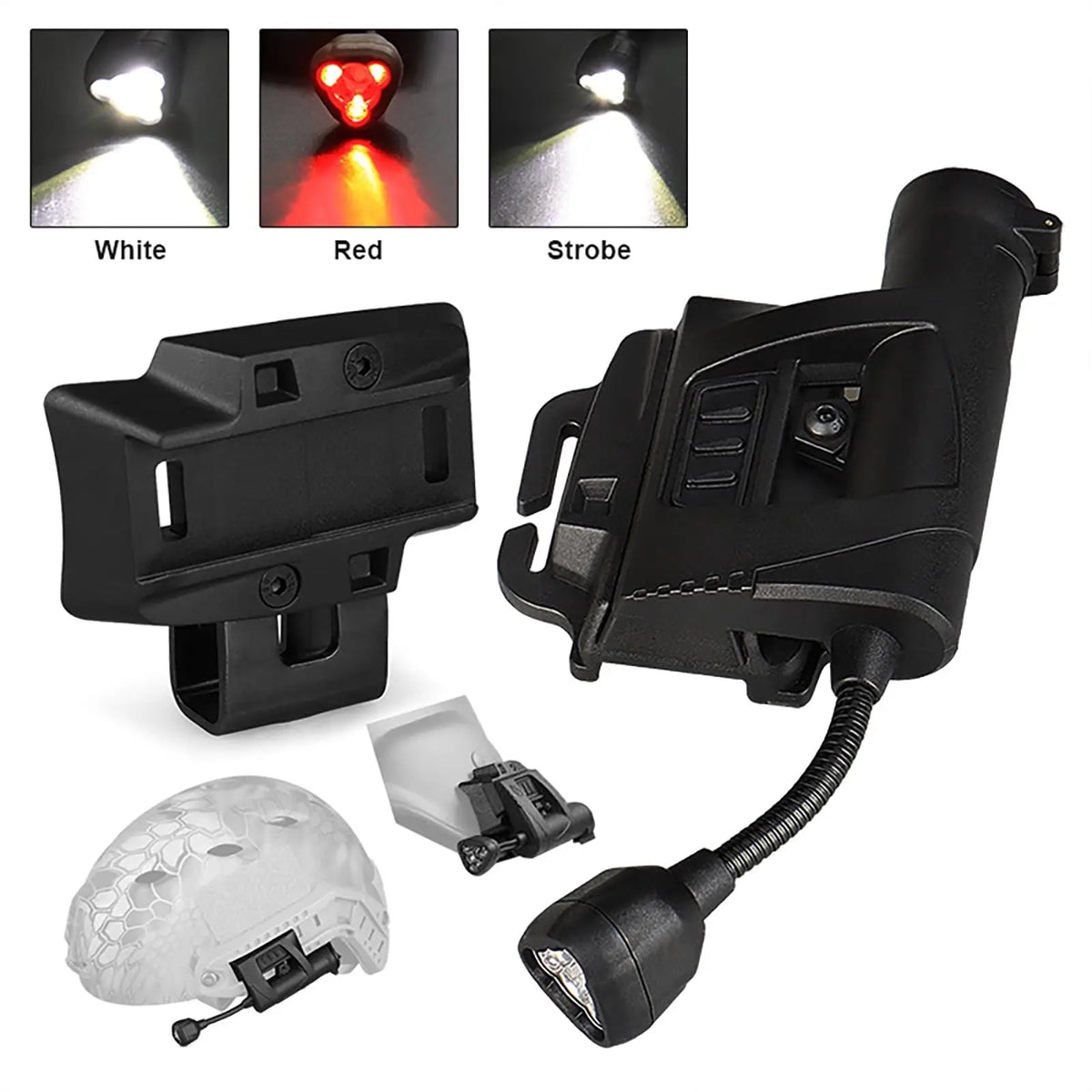 Tactical Outdoor Flashlight Head Mounted Rail Multifunction Torch White Red Strobe Light Illumination Tool Hunting Accessories