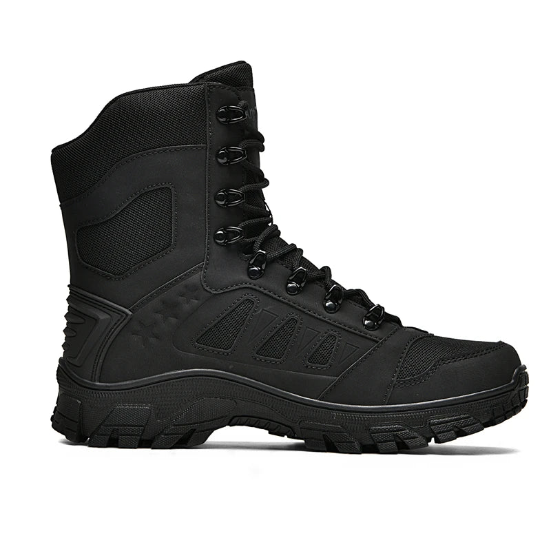 CHRLCK Men's Anti-slip Hiking Boots Waterproof Mountaineering Shoes High Top Outsole Cushioning Wear-resistant Tactical Shoes