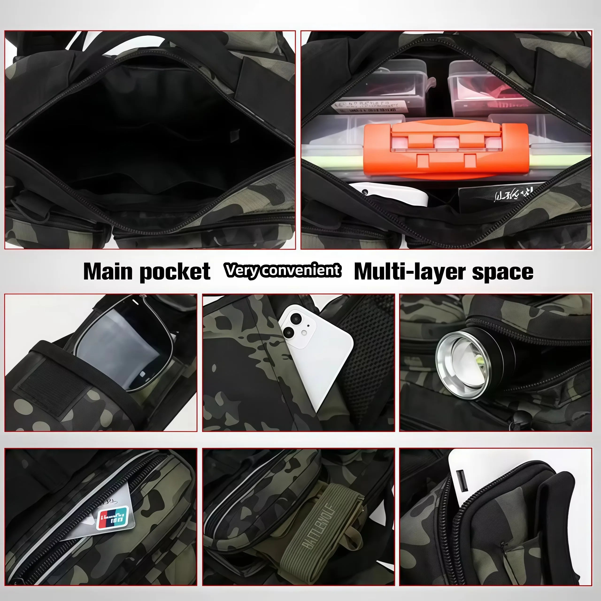 Outdoor Fishing Bag, with a Built-in Storage Space for Holding Fishing Bait and a Place to Fix the Fishing Rod Tactical Bag.