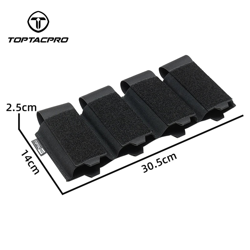 TOPTACPRO Tactical Quad 556 Mag Pouch Elastic Band Lightweight Multi-pocket Tactical Mag Compartment 8541