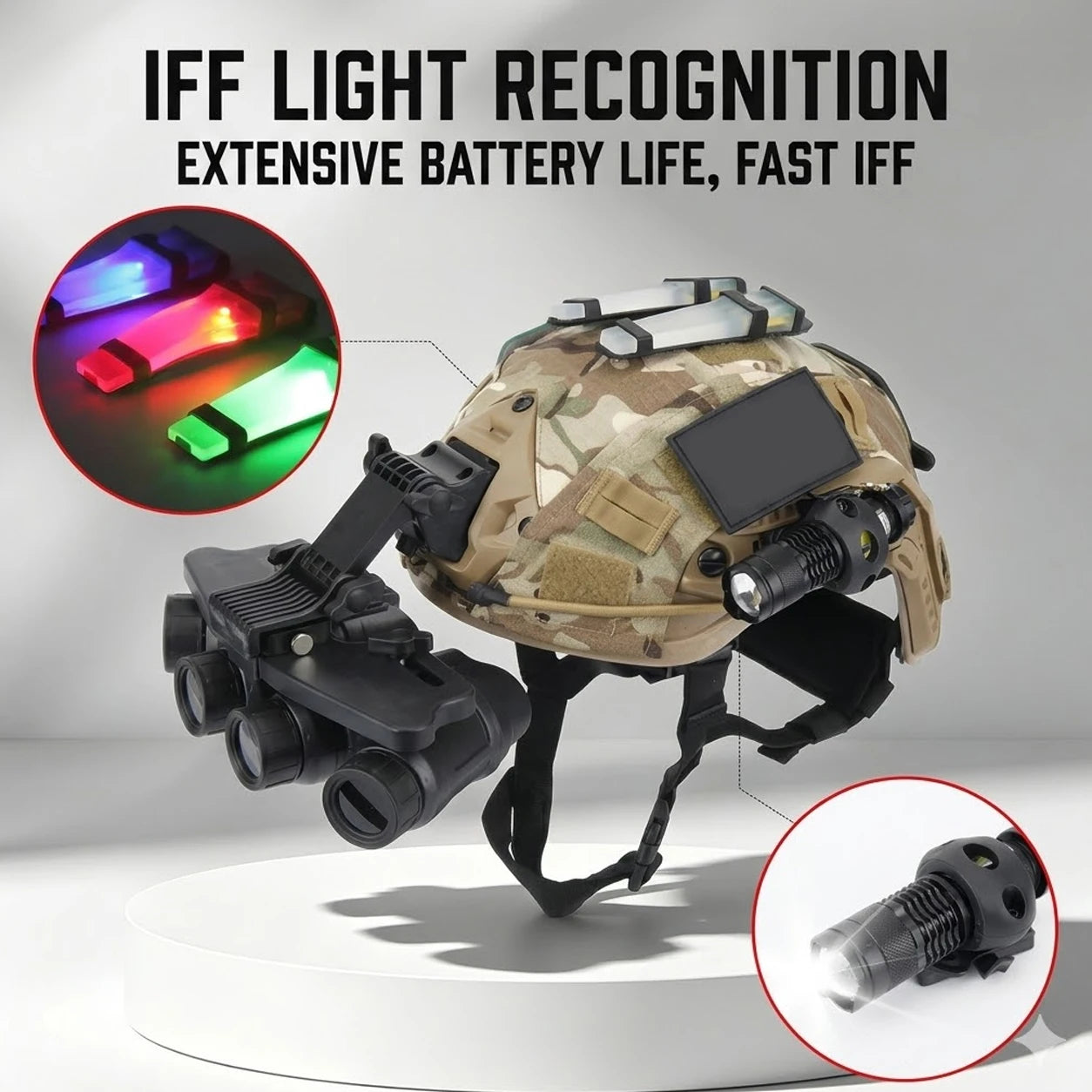 Kids Tactical Helmet Set with Light Up NVG Model Flashlight Signal Light for Outdoor Special Forces Cosplay Airsoft CS Game
