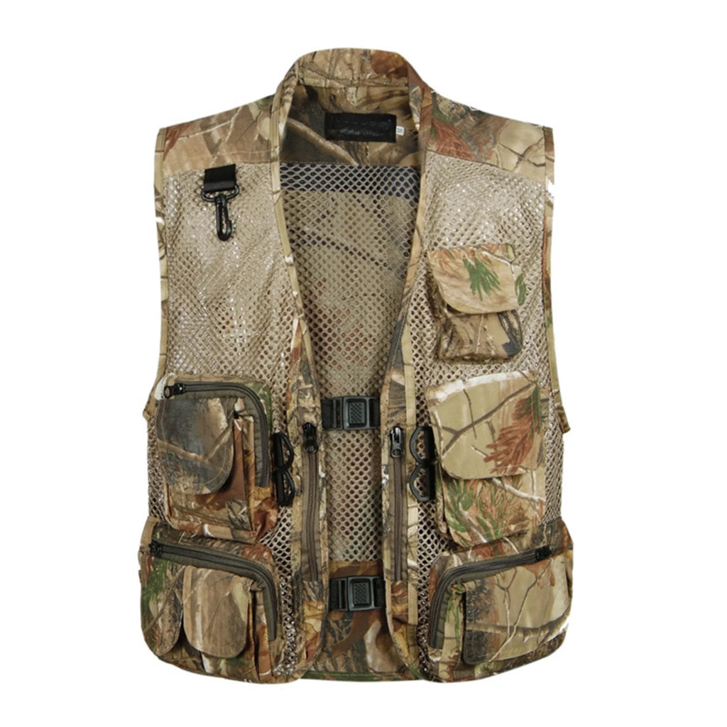 Summer Men's Camouflage Hunting Vest Multiple Pockets Mesh Breathable Sleeveless Jacket Outdoor Fishing Waistcoat Daddy's Gift