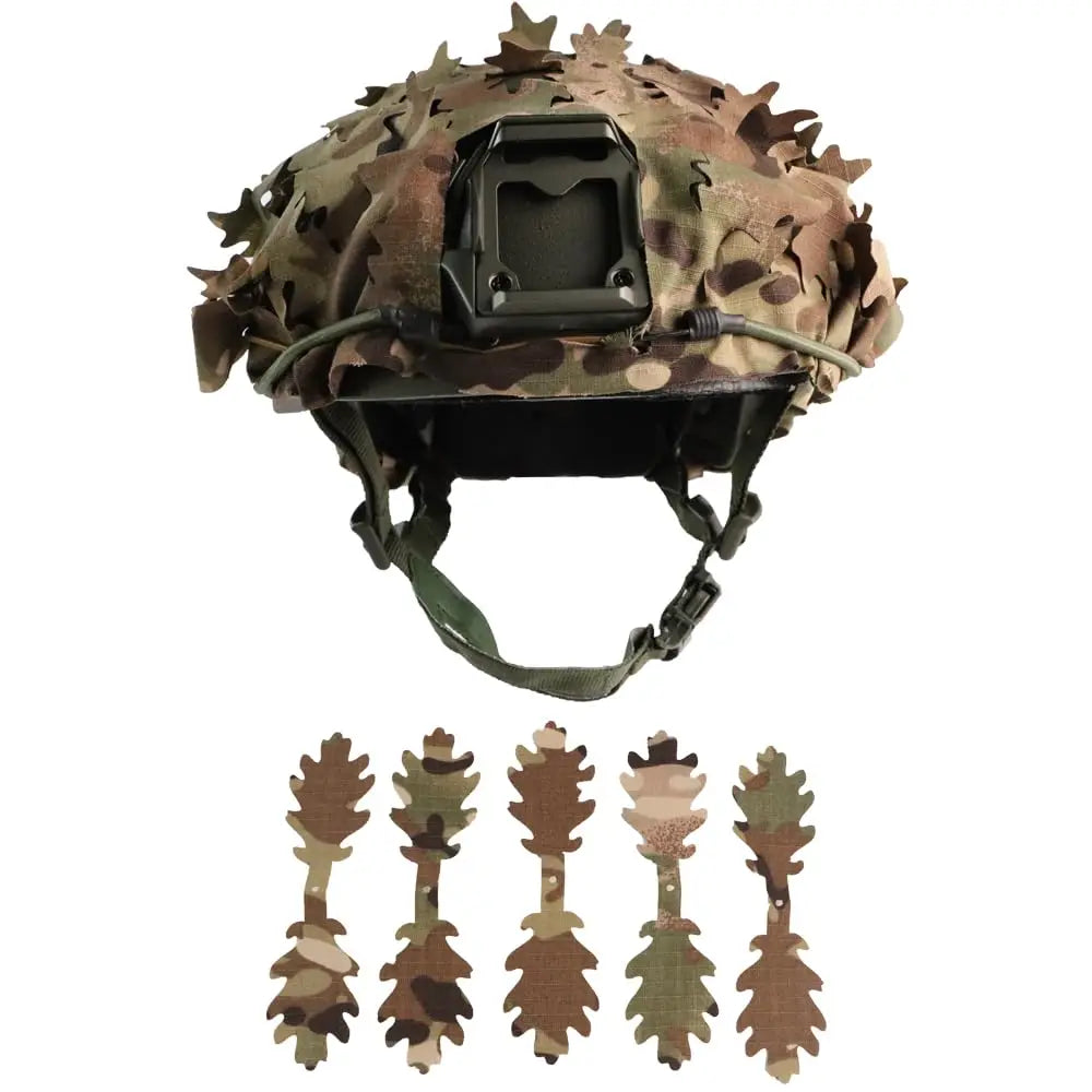 Tactical 3D Laser Cut Leaf Shape Helmet Cover Airsoft FAST Helmet Camouflage Drawstring Cloth Cover Outdoor Hunting Accessories
