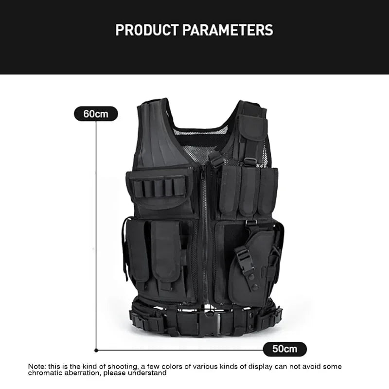 Tactical Vest Multi-Pocket Jungle Combat Body Armor Security Vests Hunting Outdoor CS Game Airsoft Army Training Swat Jacket