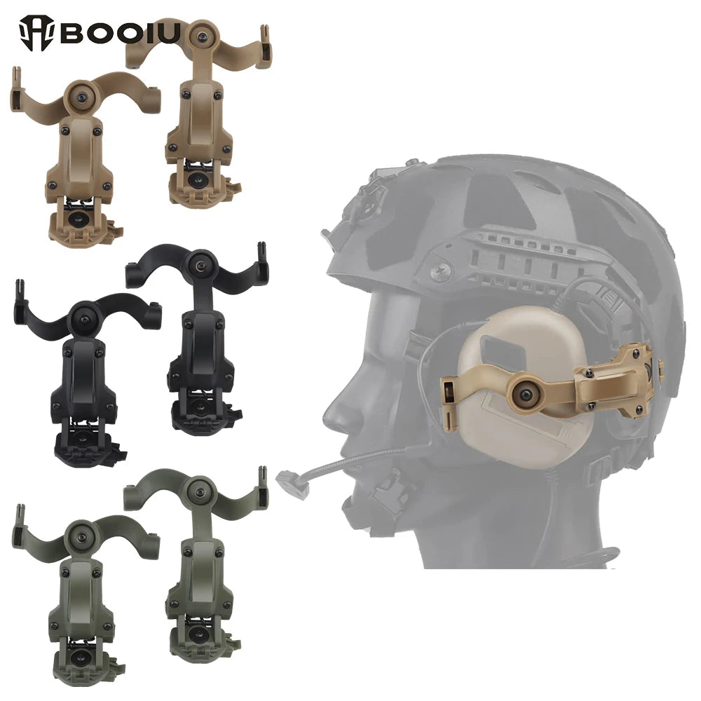 BOOIU Tactical Headset Holder Fast Helmet Rail Mount Adapter Multi-Angle Rotation Pickup Headphone Bracket OPS CORE ARC/Wendy