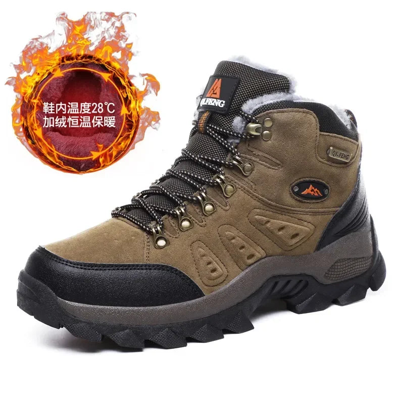 Winter Plush Warm Men's Boots Comfortable Non-slip Hiking Walking Boots Men's Outdoor Hunting Tactical Sports Men's Snow Boots