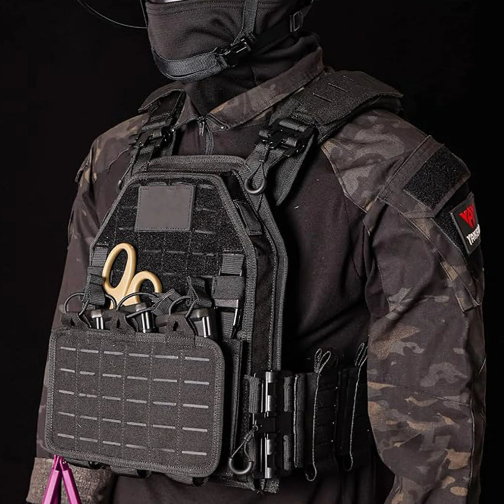 YAKEDA Tactical Outdoor Vest Quick Release Airsoft Vest for Men Adjustable Breathable Combat Training Vest with Hook and Loop