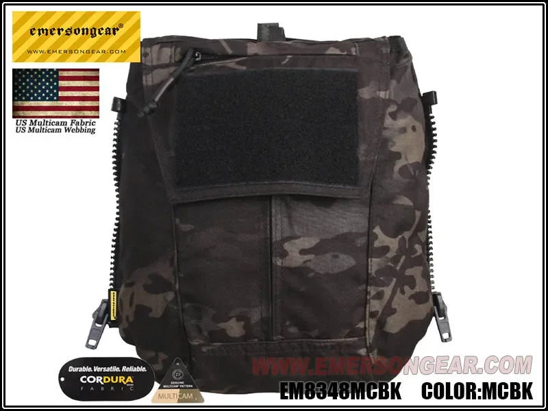 Emersongear Tactical Pouch Zip-ON Panel Plate Carrier Back Pack Shoulder Bag For AVS JPC 2.0 CPC Vest