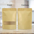 10-50pcs Customizable Logo Zipper Kraft Paper Window Bags for Biscuits Nuts Snacks Tea Packaging Seal Self-Sealing Bags