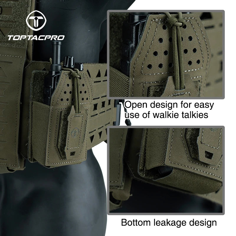 TOPTACPRO Tactical Radio Holster Molle Pouch Universal Radio Holder For Walkie Talkie Adjustable Storage Magazine Pouch 8524