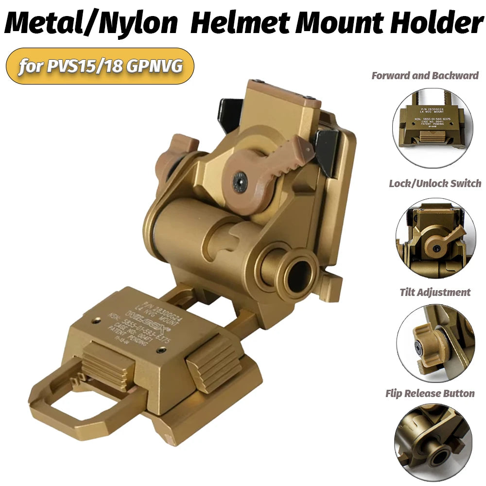 Metal/Nylon L4G24 NVG Helmet Mount Holder for PVS15/18 GPNVG18 Goggle Night Vision Stent Outdoor Tactical Helmet Bracket