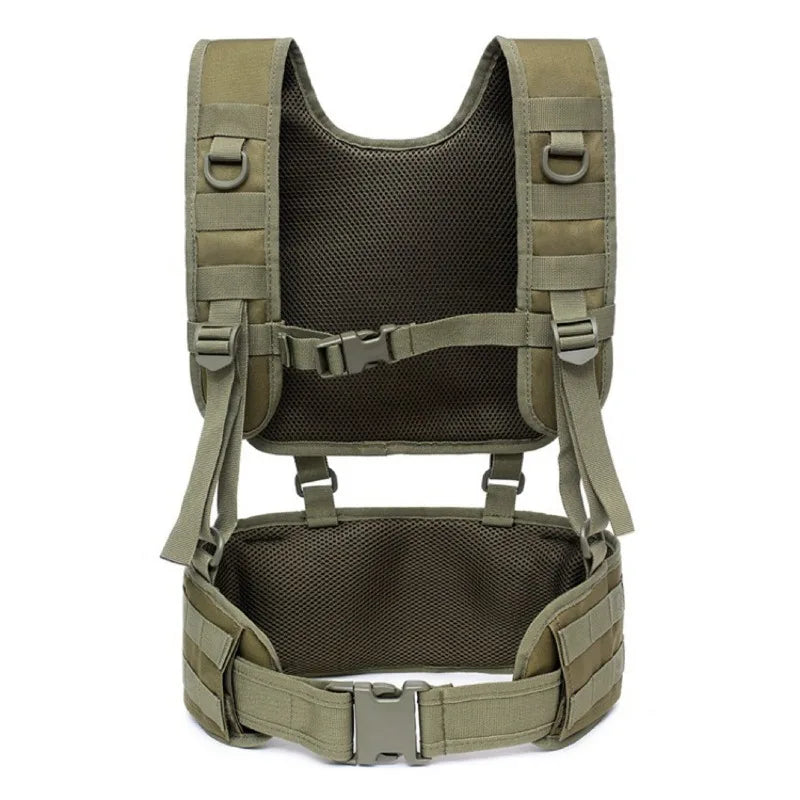 600D Oxford Tactical Battle Belt Vest Set Breathable Multi-Functional Waist Bag For Outdoor CS Training Detachable Waist Pouch
