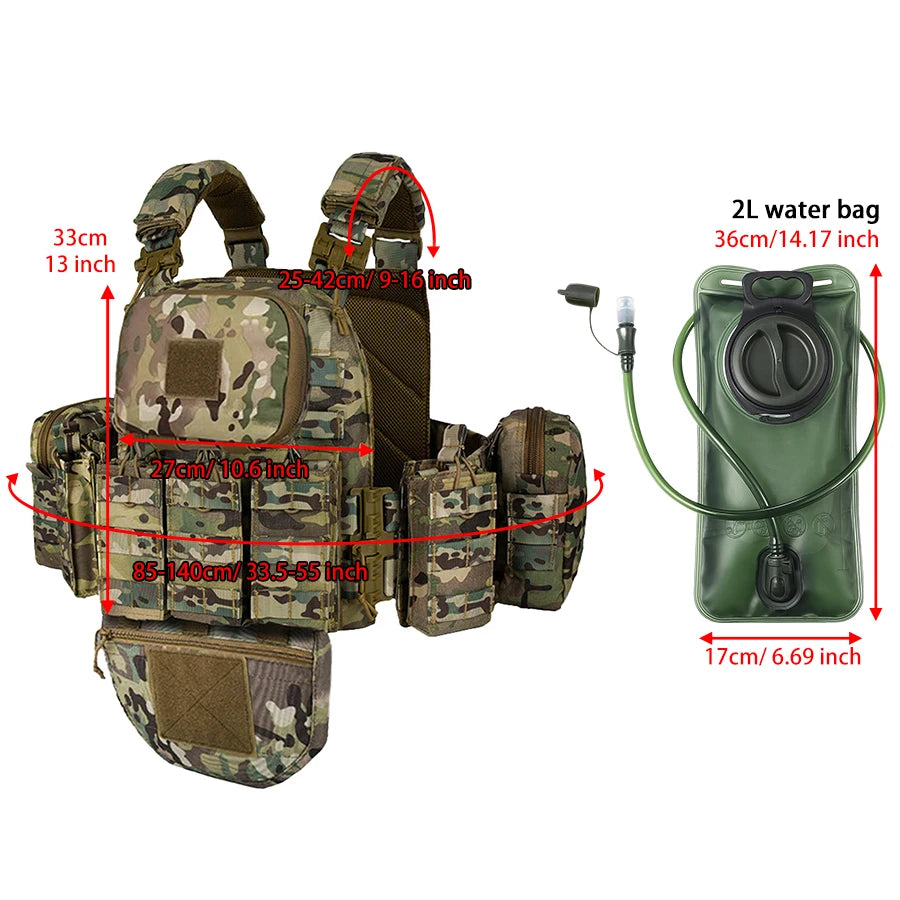 Outdoor Multifunctional Camouflage Vest with 2L Water Bag, Breathable and Comfortable Outdoor Adventure Equipment