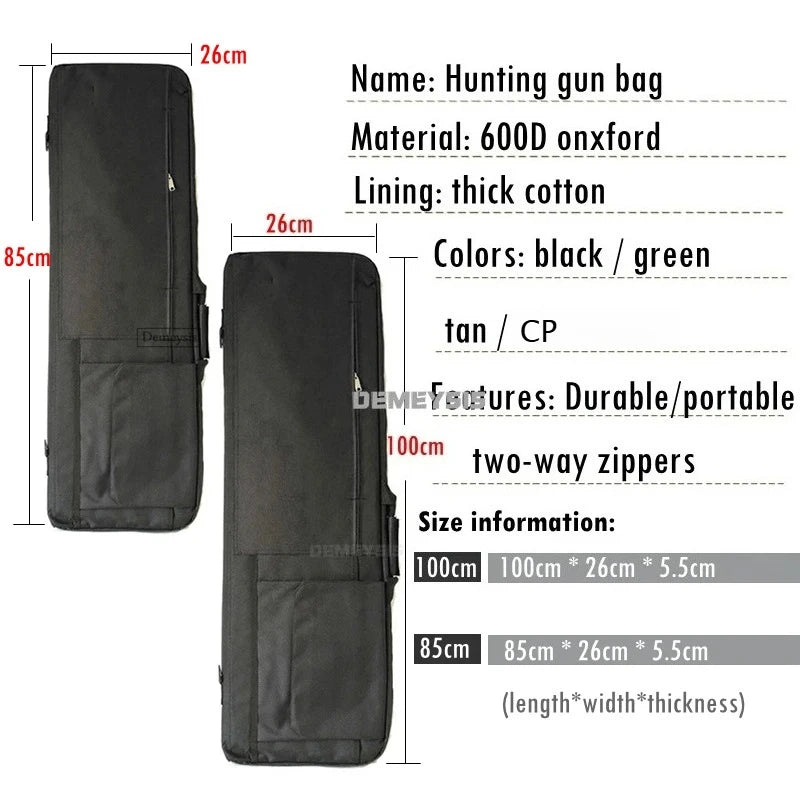 85cm / 100cm Tactical Rifle Gun Bag Airsoft Shooting Case Hunting CS Wargame Shoulder Gun Bags with Removable Cotton Padding