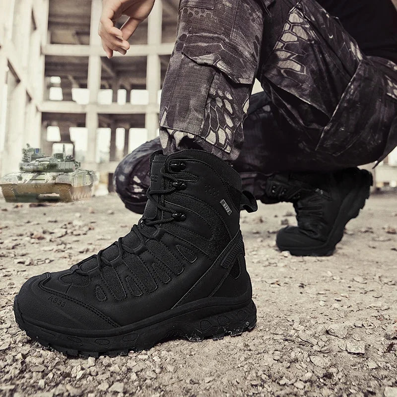 Men Tactical Boots Lace Up Brand Military Ankle Hiking Shoes Desert Work Army Boot Waterproof Size Plus Unisex Climbing Shoes
