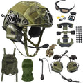 Airsoft Fast Helmet Set Tactical Paintball Helmet with Headset Memory Foam Protective Pad Adjustable Size for Adult Teenager