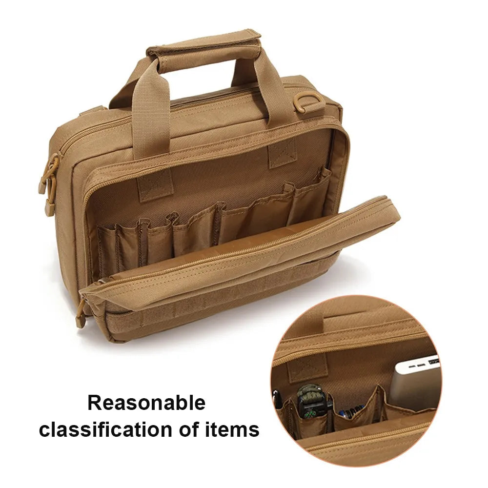 Shooting Range Bag Tactical 2 Pistol Bag Gun Case EDC Shoulder Bag Short Weapons Transport Case with Holster Hunting Sling Pack