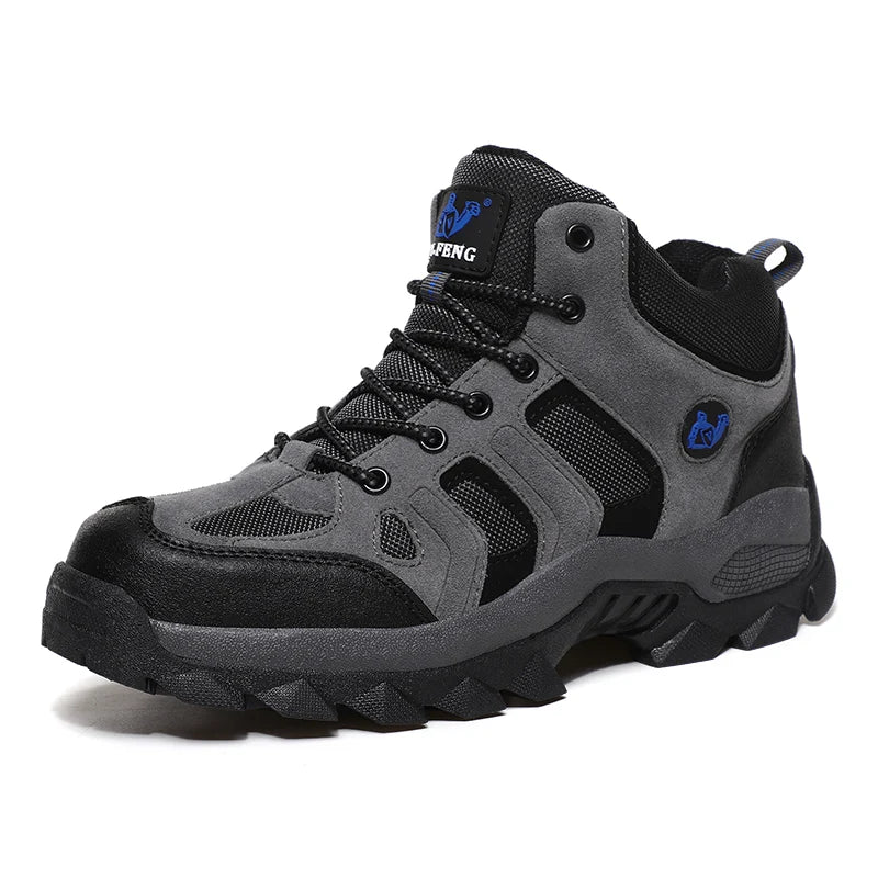 Large Size Winter Hiking shoes Men Snow Warm Fur Leather Hiking Boots Cowboy Sport Trekking Shoes Casual Black Outdoor Work
