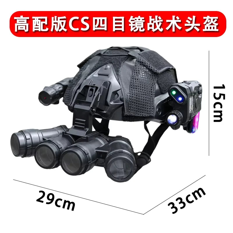 Children's Tactical Helmet Set Lightweight CS Special Forces Combat Helmet with NVG Model Laser Light for Shooting Cosplay Props
