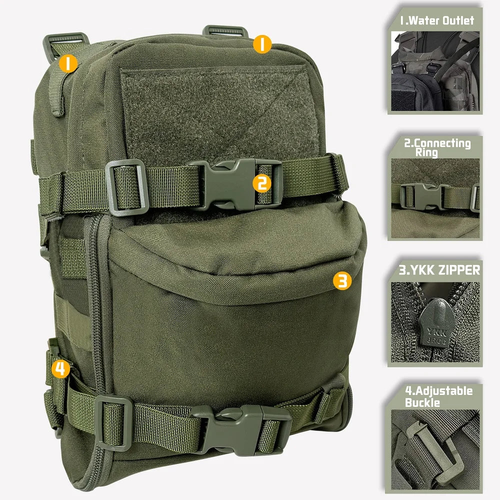 500D Nylon tactical Vest Pouch Mini Hydration bag Hydration Backpack Assault Molle Pouch  Sport Water BagD