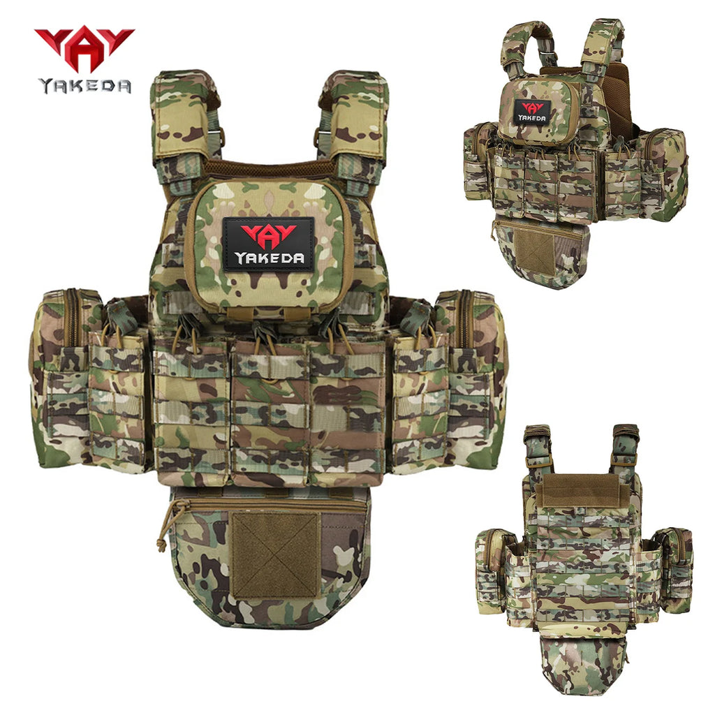 YAKEDA multifunctional modular hunting vest with adjustable and detachable shoulder straps, suitable for outdoor sports