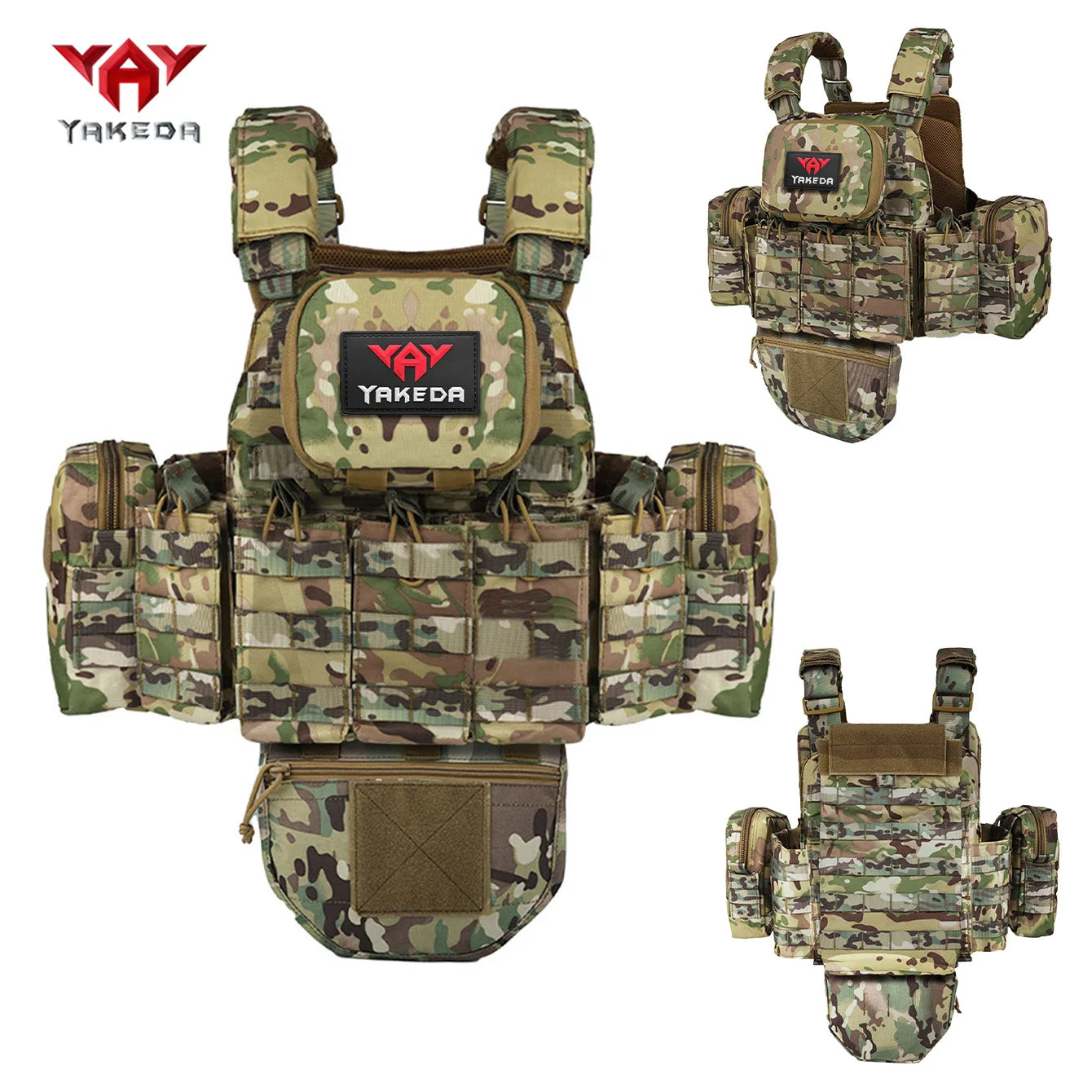 YAKEDA multifunctional modular hunting vest with adjustable and detachable shoulder straps, suitable for outdoor sports