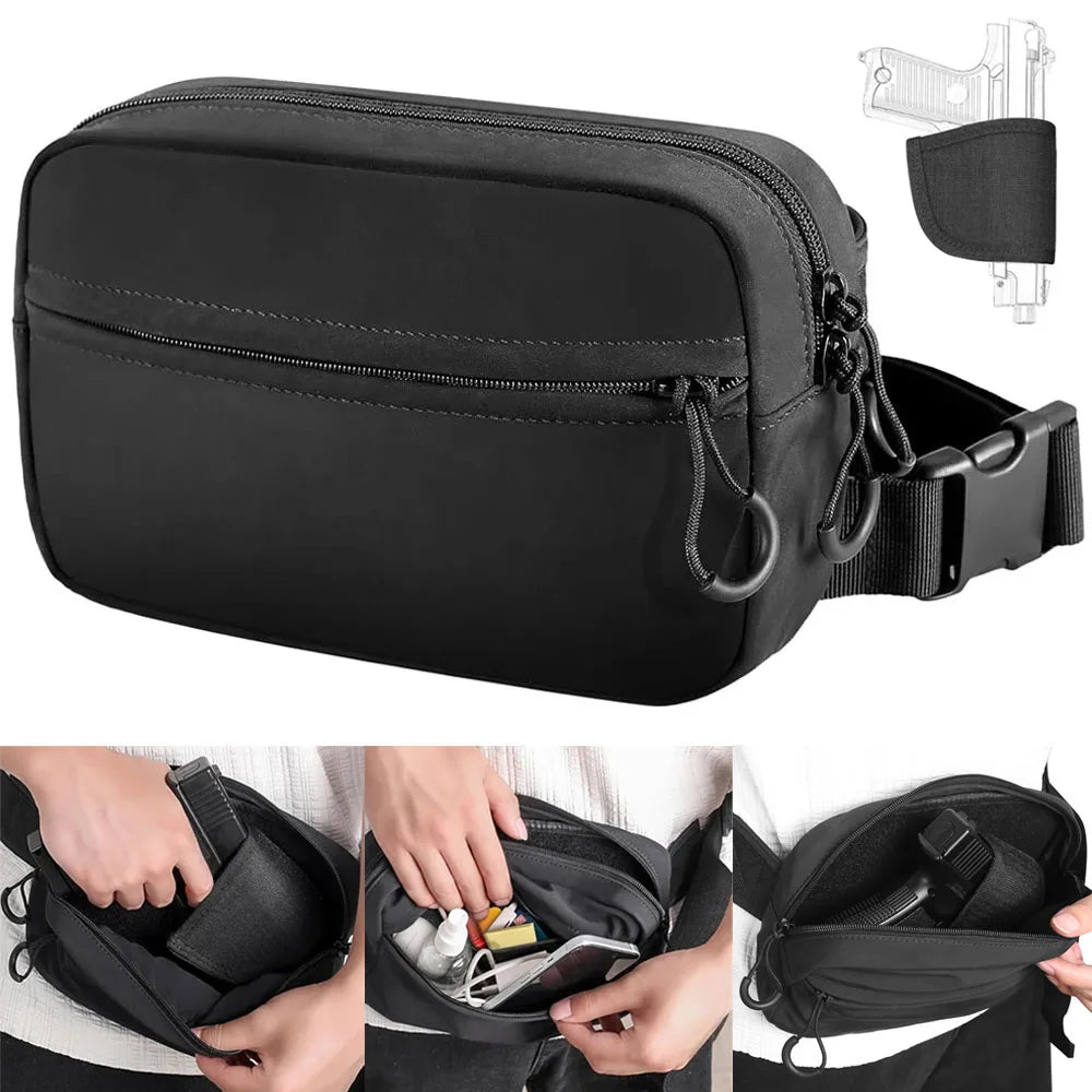 Concealed Carry Gun Bag Pistol Handgun Waist Holder Pouch Tactical EDC Fanny Pack with Gun Holster Universal Shoulder Gun Bag