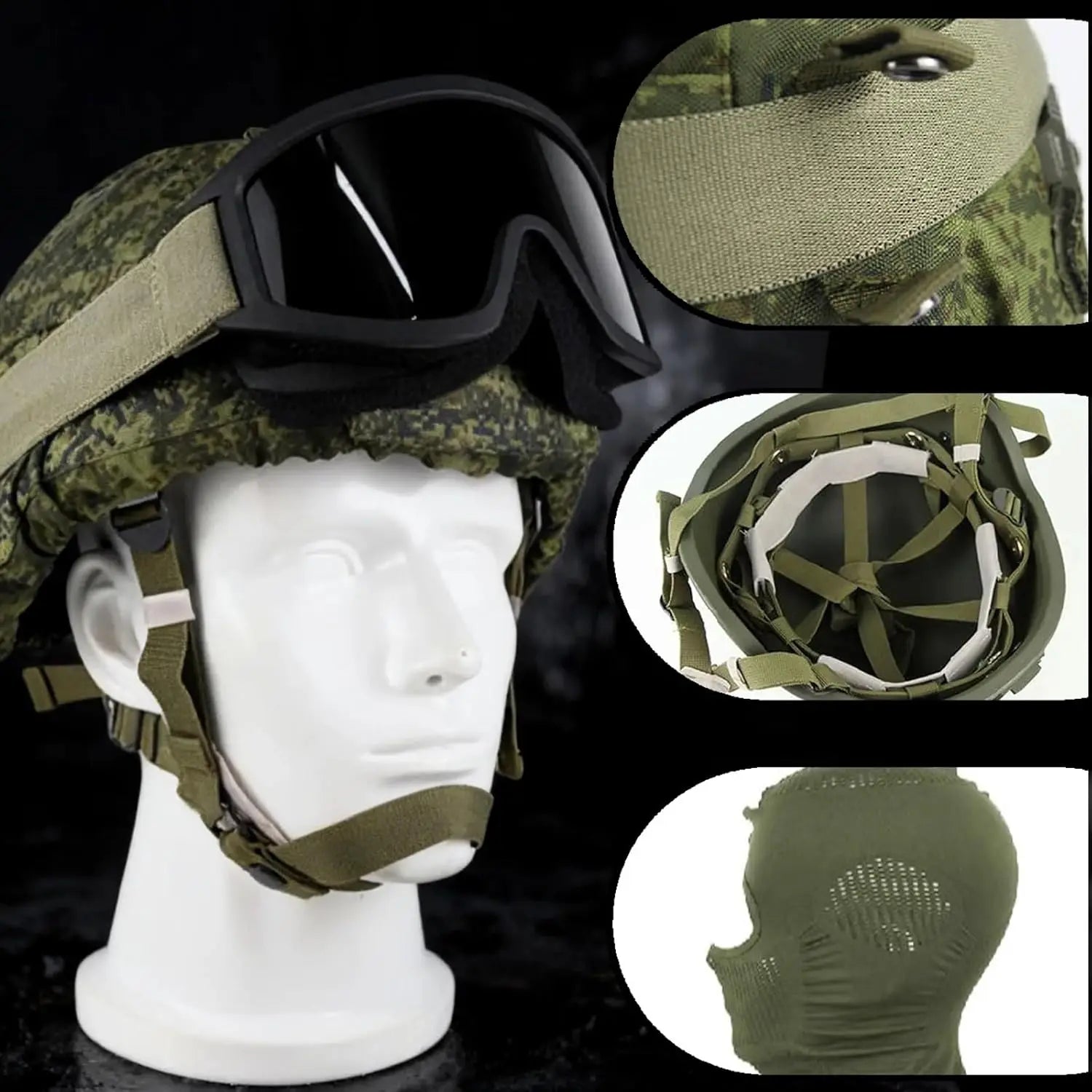 Ratnik 6B47 Full Helmet Set of Russian Camouflage Gear with Helmet/Goggles Cover Outdoor Airsoft Paintball Tactical Helmet Suit